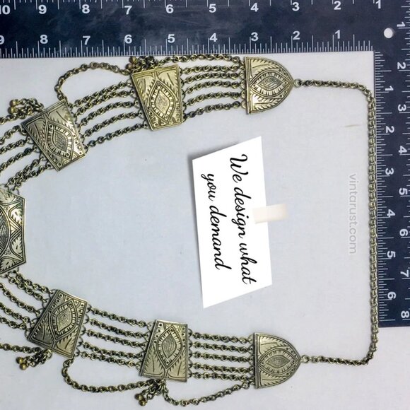 Vintage Silver Kuchi Boho Necklace, Multilayers Chain Bib Necklace - Picture 6 of 7
